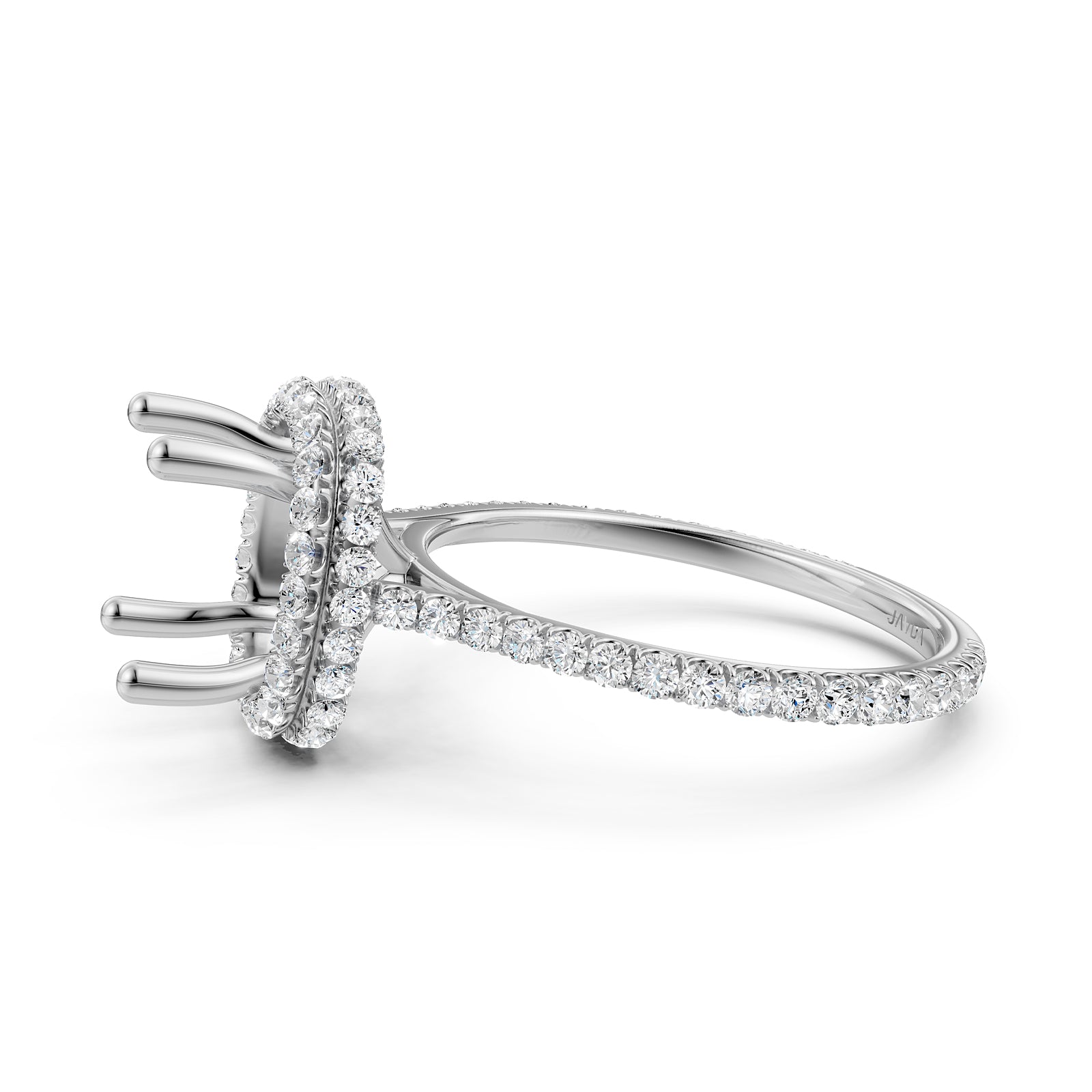 Double Halo Semi Mount Lab Grown Diamond Engagement Ring 0.53 Ct.